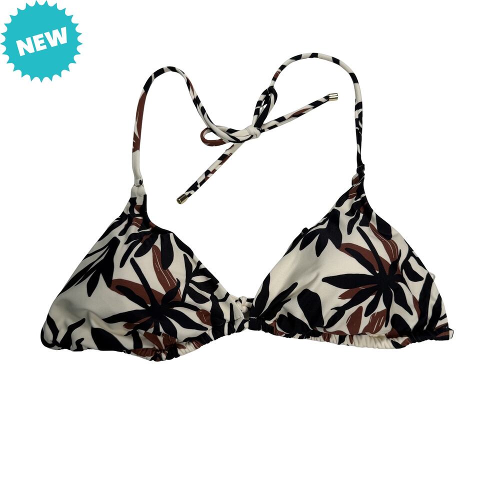 Shade & Shore Bikini Top Women's Large Multicolor Tropical Gold Accents NWT